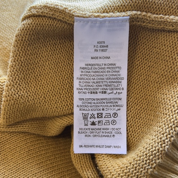 Boden Sleeve Detail Knitted Cardigan Butter Yellow Sweater Crochet Mid Hip Sz 4 - Picture 10 of 13